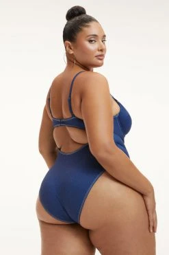 GOOD AMERICAN DENIM SHOWOFF ONE-PIECE | INDIGO PRINT001