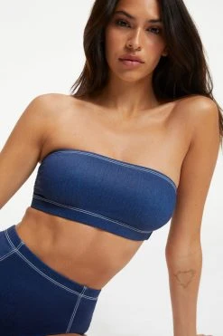 GOOD AMERICAN DENIM BETTER BAND TOP | INDIGO PRINT001 Bikini Tops
