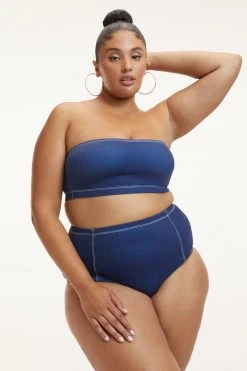 GOOD AMERICAN DENIM BETTER BAND TOP | INDIGO PRINT001 Bikini Tops