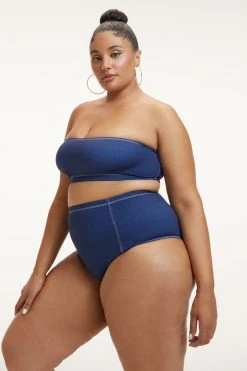 GOOD AMERICAN DENIM BETTER BAND TOP | INDIGO PRINT001 Bikini Tops