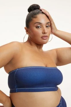 GOOD AMERICAN DENIM BETTER BAND TOP | INDIGO PRINT001 Bikini Tops