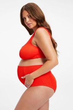 GOOD AMERICAN MATERNITY ALWAYS FITS SCOOP BRA | BRIGHT POPPY 002 Bikini Tops