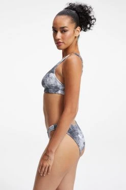 GOOD AMERICAN Bikini Tops ALWAYS FITS SCOOP TOP | GREY TIE DYE002