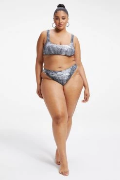 GOOD AMERICAN Bikini Tops ALWAYS FITS SCOOP TOP | GREY TIE DYE002