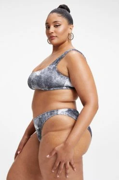 GOOD AMERICAN Bikini Tops ALWAYS FITS SCOOP TOP | GREY TIE DYE002