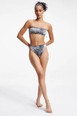 GOOD AMERICAN Bikini Tops ALWAYS FITS BETTER BAND TOP | GREY TIE DYE002