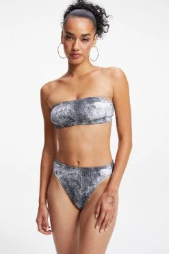 GOOD AMERICAN Bikini Tops ALWAYS FITS BETTER BAND TOP | GREY TIE DYE002
