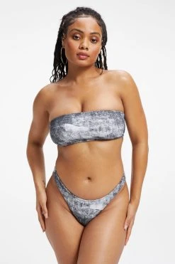 GOOD AMERICAN Bikini Tops ALWAYS FITS BETTER BAND TOP | GREY TIE DYE002