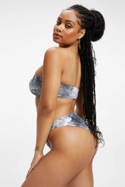 GOOD AMERICAN Bikini Tops ALWAYS FITS BETTER BAND TOP | GREY TIE DYE002