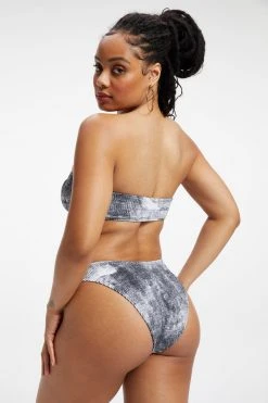 GOOD AMERICAN Bikini Tops ALWAYS FITS BETTER BAND TOP | GREY TIE DYE002