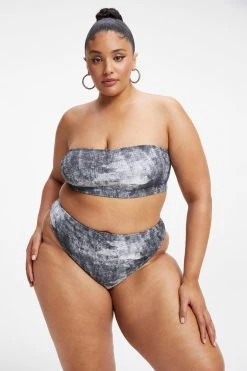 GOOD AMERICAN Bikini Tops ALWAYS FITS BETTER BAND TOP | GREY TIE DYE002