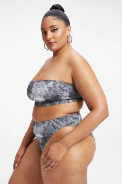 GOOD AMERICAN Bikini Tops ALWAYS FITS BETTER BAND TOP | GREY TIE DYE002