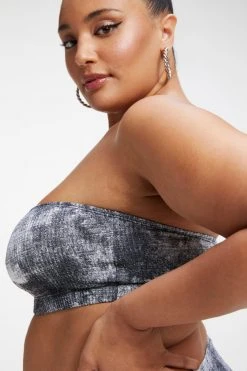 GOOD AMERICAN Bikini Tops ALWAYS FITS BETTER BAND TOP | GREY TIE DYE002