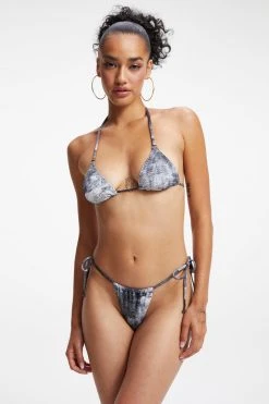 GOOD AMERICAN Bikini Tops ALWAYS FITS TINY TIES TOP | GREY TIE DYE002