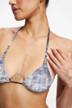 GOOD AMERICAN Bikini Tops ALWAYS FITS TINY TIES TOP | GREY TIE DYE002
