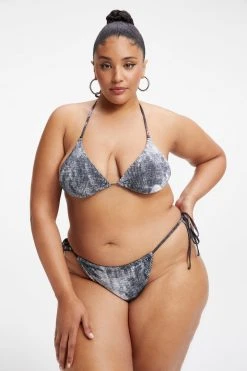 GOOD AMERICAN Bikini Tops ALWAYS FITS TINY TIES TOP | GREY TIE DYE002