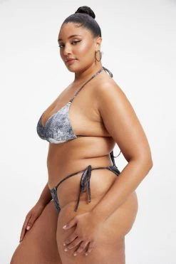 GOOD AMERICAN Bikini Tops ALWAYS FITS TINY TIES TOP | GREY TIE DYE002
