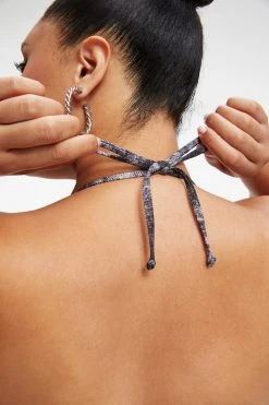 GOOD AMERICAN Bikini Tops ALWAYS FITS TINY TIES TOP | GREY TIE DYE002