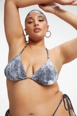GOOD AMERICAN Bikini Tops ALWAYS FITS TINY TIES TOP | GREY TIE DYE002