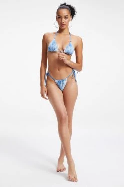 GOOD AMERICAN Bikini Tops ALWAYS FITS TINY TIES TOP | INDIGO TIE DYE002