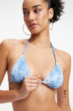 GOOD AMERICAN Bikini Tops ALWAYS FITS TINY TIES TOP | INDIGO TIE DYE002