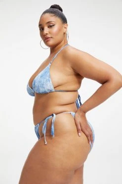 GOOD AMERICAN Bikini Tops ALWAYS FITS TINY TIES TOP | INDIGO TIE DYE002