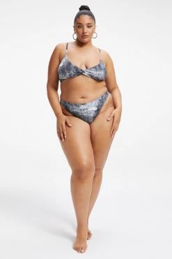 GOOD AMERICAN ALWAYS FITS TWISTED TOP | GREY TIE DYE002 Bikini Tops