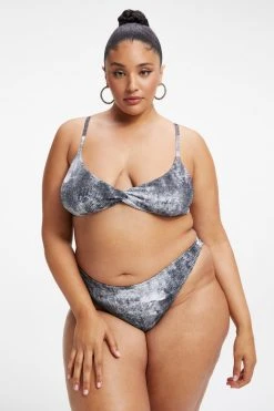 GOOD AMERICAN ALWAYS FITS TWISTED TOP | GREY TIE DYE002 Bikini Tops
