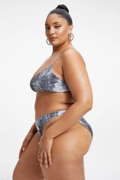 GOOD AMERICAN ALWAYS FITS TWISTED TOP | GREY TIE DYE002 Bikini Tops