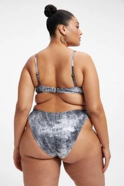 GOOD AMERICAN ALWAYS FITS TWISTED TOP | GREY TIE DYE002 Bikini Tops