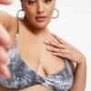 GOOD AMERICAN ALWAYS FITS TWISTED TOP | GREY TIE DYE002 Bikini Tops