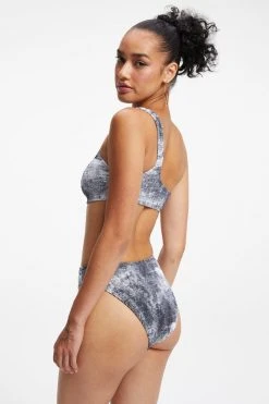 GOOD AMERICAN ALWAYS FITS HOT SHOULDER TOP | GREY TIE DYE002