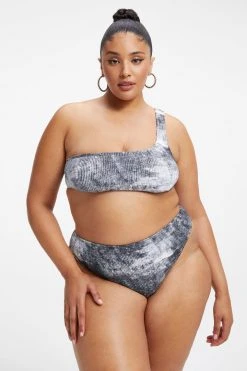 GOOD AMERICAN ALWAYS FITS HOT SHOULDER TOP | GREY TIE DYE002