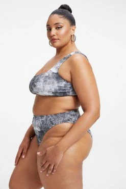 GOOD AMERICAN ALWAYS FITS HOT SHOULDER TOP | GREY TIE DYE002