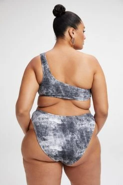 GOOD AMERICAN ALWAYS FITS HOT SHOULDER TOP | GREY TIE DYE002