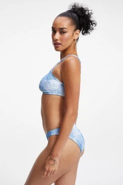 GOOD AMERICAN ALWAYS FITS HOT SHOULDER TOP | INDIGO TIE DYE002 Bikini Tops