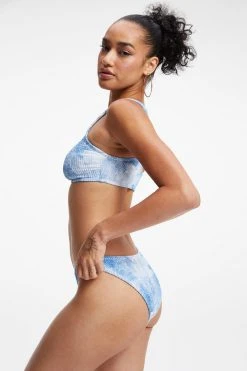 GOOD AMERICAN ALWAYS FITS HOT SHOULDER TOP | INDIGO TIE DYE002 Bikini Tops