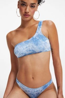 GOOD AMERICAN ALWAYS FITS HOT SHOULDER TOP | INDIGO TIE DYE002 Bikini Tops