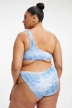 GOOD AMERICAN ALWAYS FITS HOT SHOULDER TOP | INDIGO TIE DYE002 Bikini Tops