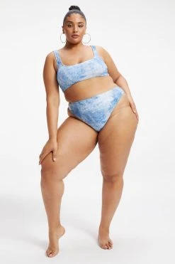 GOOD AMERICAN ALWAYS FITS GOOD WAIST CHEEKY | INDIGO TIE DYE002 Bikini Bottoms
