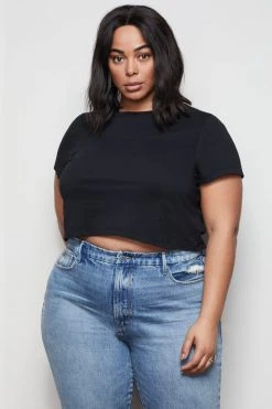 Good American Fashion Store 10 GA-SALE THE CROP BOY TEE | BLACK001