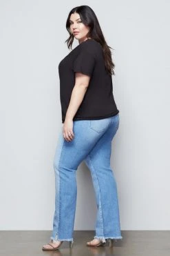 GOOD AMERICAN Good '90s JERSEY V-NECK TEE | BLACK001