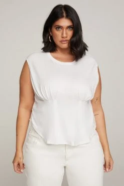 GOOD AMERICAN CORSETED TEE | WHITE001