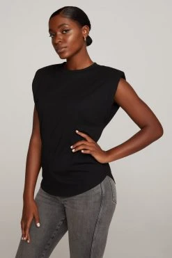 GOOD AMERICAN STRONG SHOULDER TANK | BLACK001