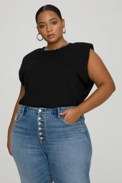 GOOD AMERICAN STRONG SHOULDER TANK | BLACK001