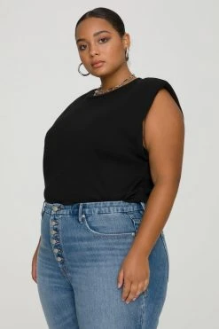 GOOD AMERICAN STRONG SHOULDER TANK | BLACK001