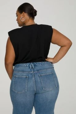 GOOD AMERICAN STRONG SHOULDER TANK | BLACK001