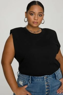 GOOD AMERICAN STRONG SHOULDER TANK | BLACK001