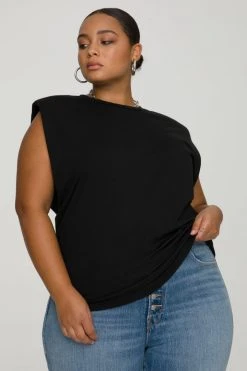 GOOD AMERICAN STRONG SHOULDER TANK | BLACK001