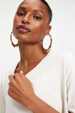 GOOD AMERICAN Tees & Tops ESSENTIAL BOYFRIEND CREW TEE | BONE001